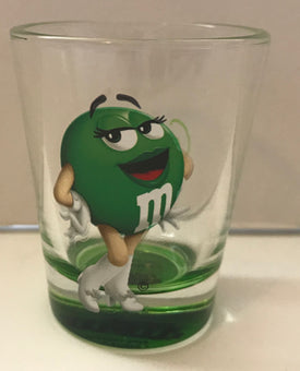 M&M's World Green Poses Clear Shot Glass New