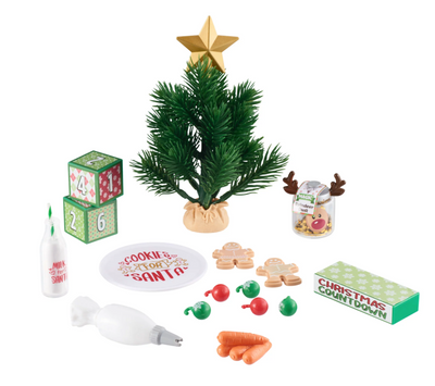 My Life As Christmas Holiday Decor Doll Play Set Tree Cookies Countdown Milk New