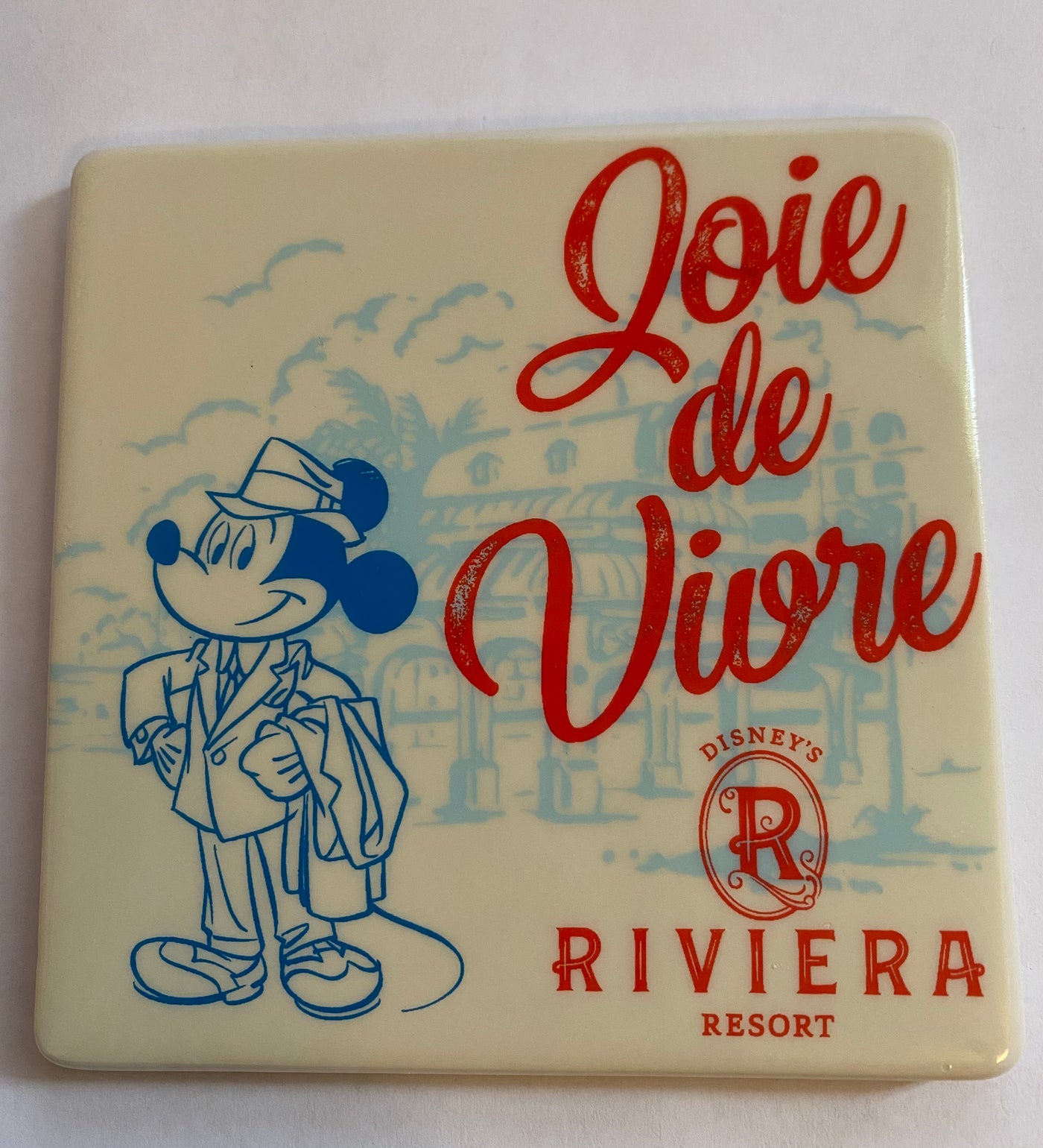 Disney Parks Riviera Resort Mickey Joie de Vivre Ceramic Coaster New
