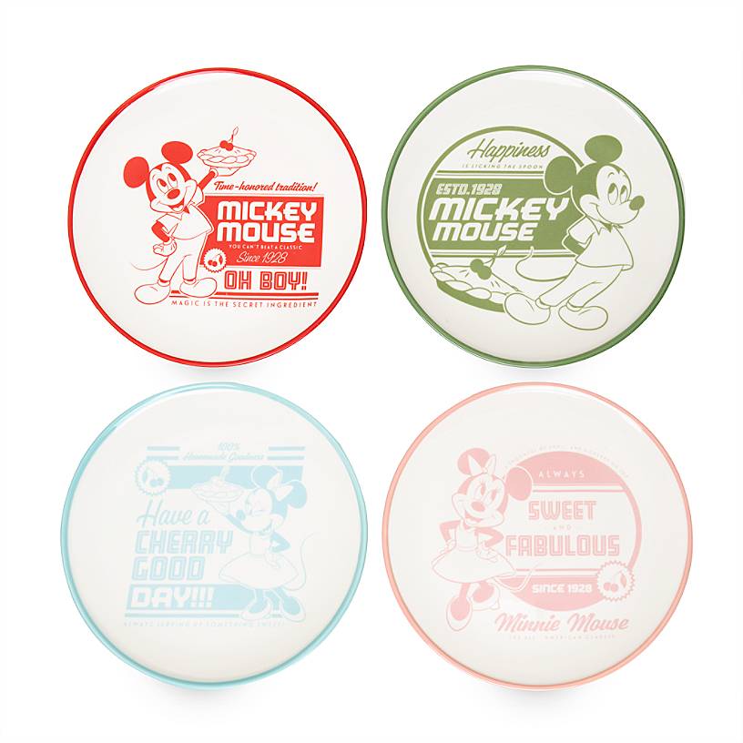 Disney Parks Back in the Day Mickey and Minnie Retro Cake Plate Set New with Box