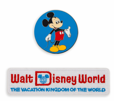 Disney Walt Disney World 50th Anniversary Mickey Mouse Pin and Patch Set New