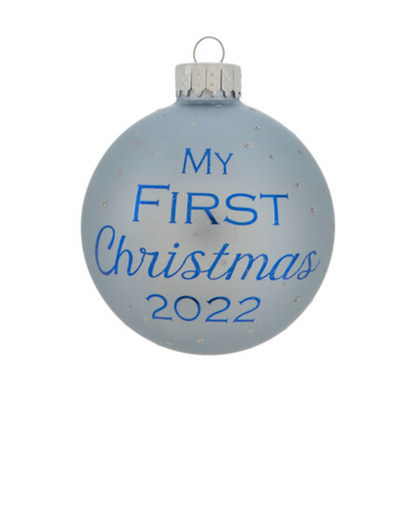 Robert Stanley Blue 2022 My First Christmas Glass Ornament New with Tag