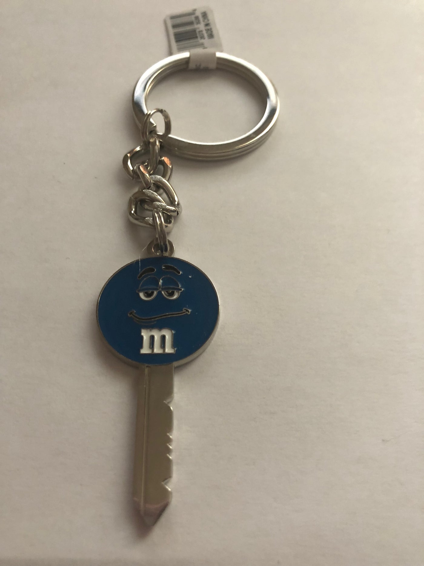 M&M's World Blue Character Big Face Enamel Key Keychain New with Tag