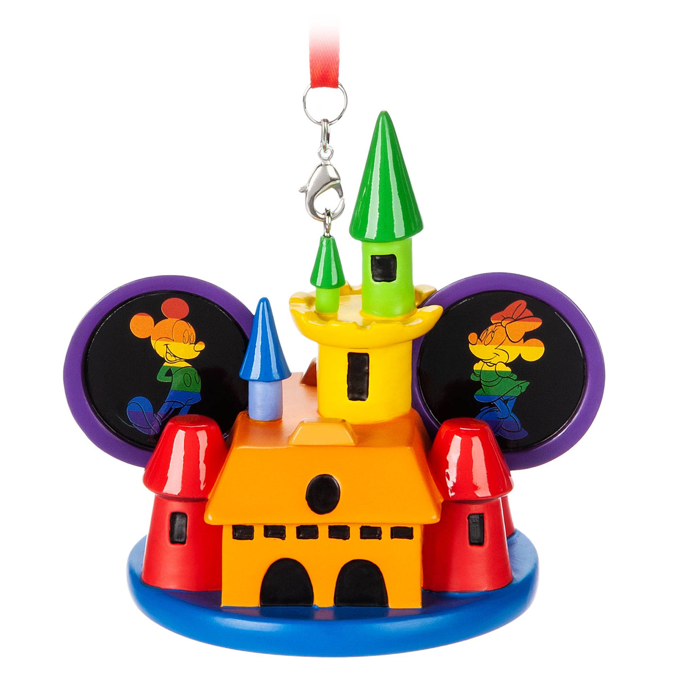 Disney Parks Rainbow Mickey and Minnie Mouse Castle Ear Hat Ornament 2020 New