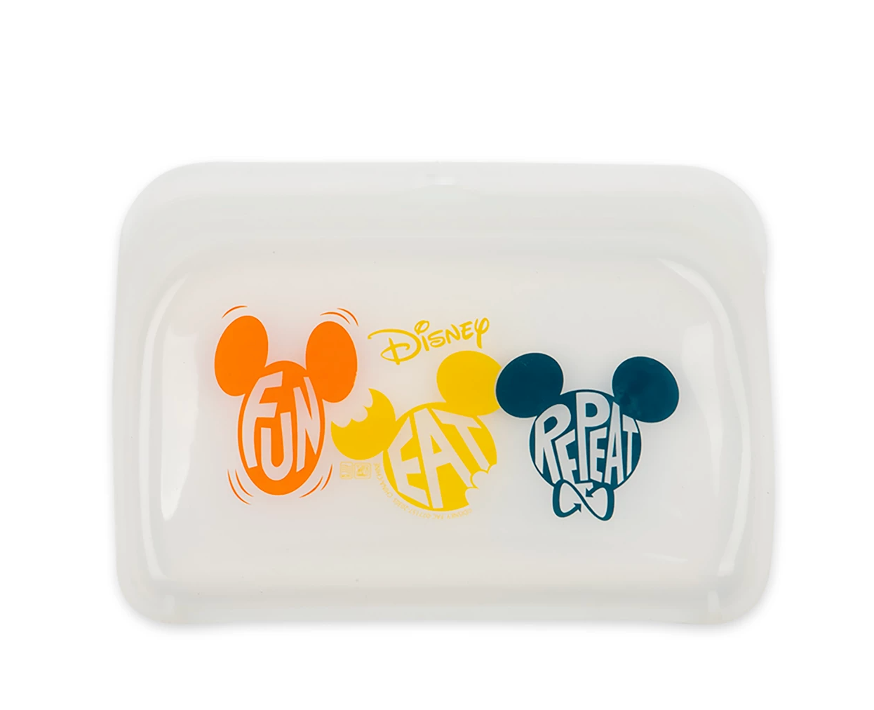 Disney Parks Mickey Fun Eat Repeat Reusable Silicone Snack Bag New with Tag