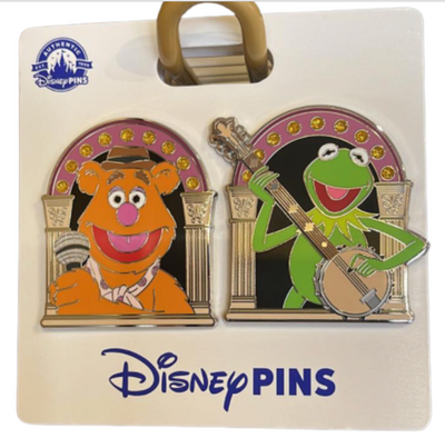 Disney Parks The Muppets Kermit & Fozzie Bear Show Pin Set New With Card