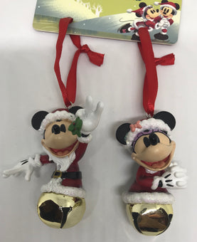 Disney Parks Season's Greetings Santa Mickey Minnie Bell Ornaments New with Tags