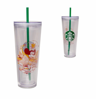 Disney Parks Disneyland Attractions Icons Tumbler with Straw Starbucks New