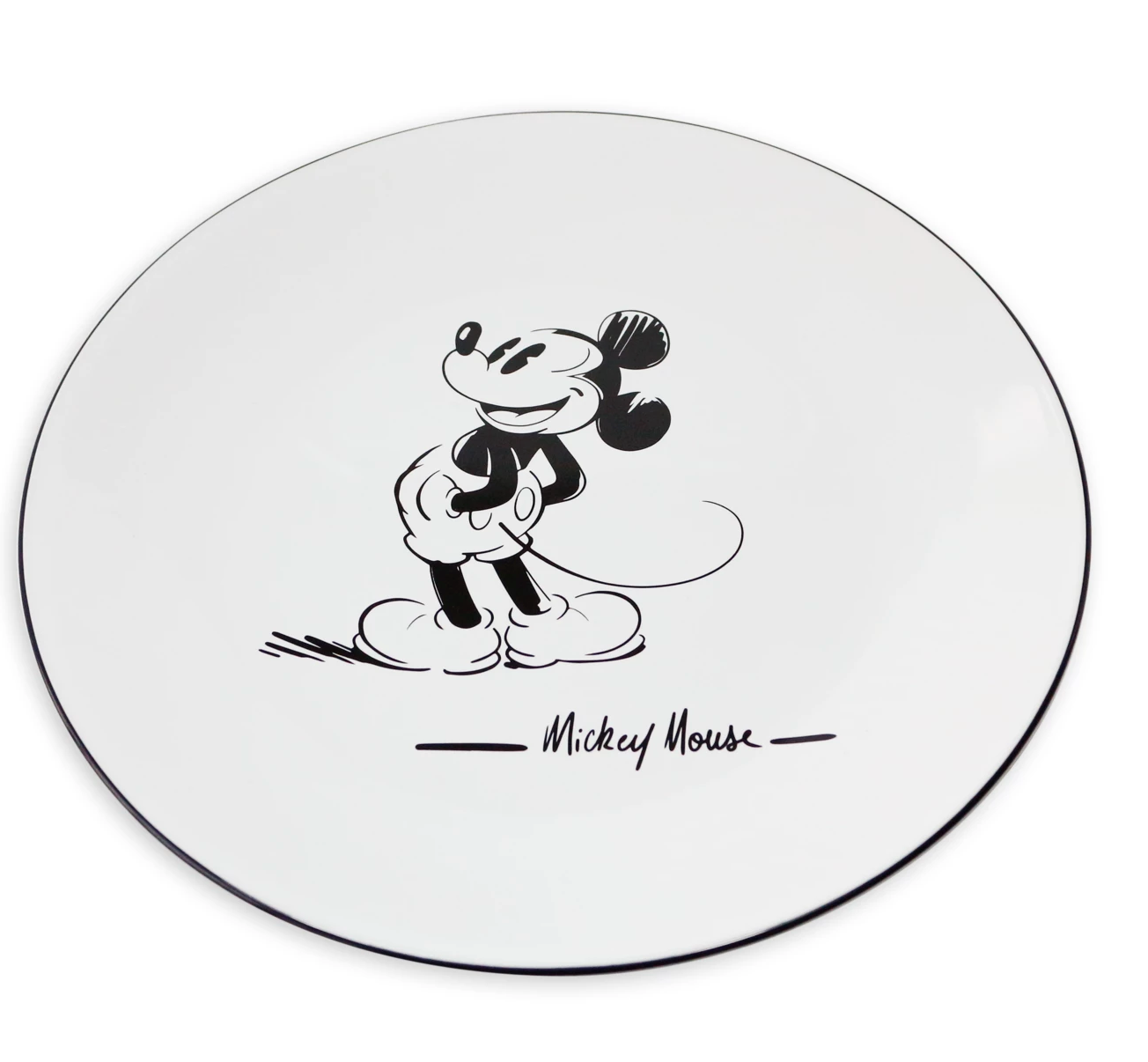 Disney Black and White Mickey Ceramic Dinner Plate New