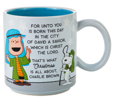 Hallmark Christmas Peanuts Snoopy Linus Nativity Speech Ceramic Coffee Mug New