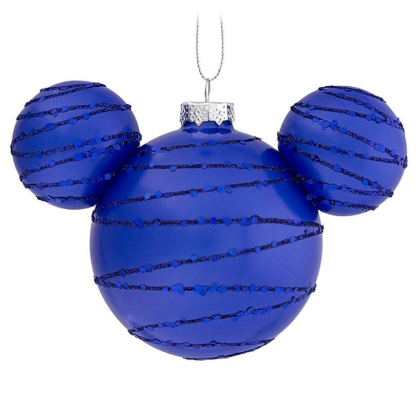 Disney Parks Mickey Mouse Icon Glass Ornament Cobalt New with Tag