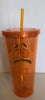 M&M's World Orange Character Big Face Tumbler with Straw New