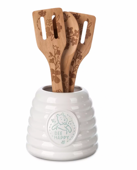 Disney Be Happy Winnie the Pooh Kitchen Utensil Set and Holder New