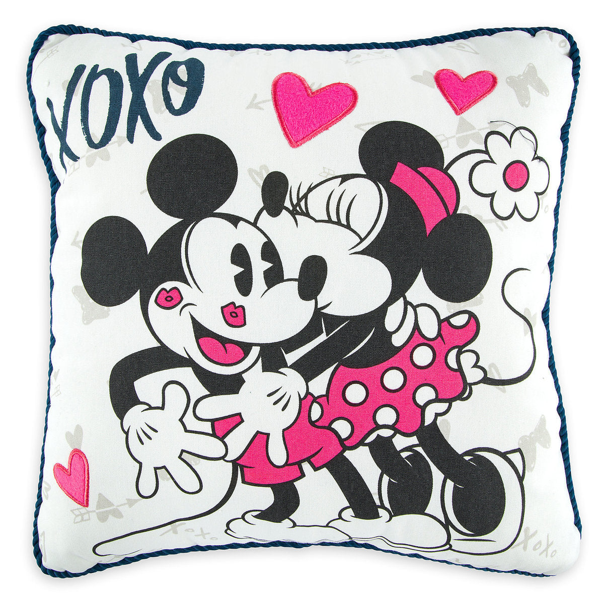 Disney Parks Mickey and Minnie Mouse Sweethearts Kissing Pillow Je t' aime New
