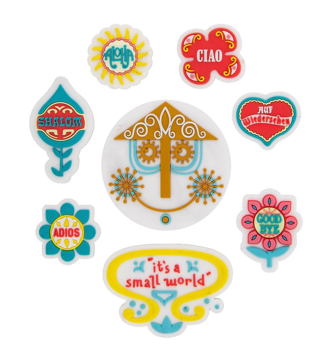 Disney Parks It's a Small World Magnet Set Aloha Good Bye Ciao Adios Shalom New
