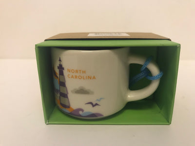 Starbucks Coffee You Are Here North Carolina Ceramic Mug Ornament New with Box