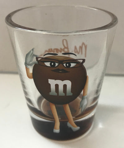 M&M's World Brown Poses Clear Shot Glass New