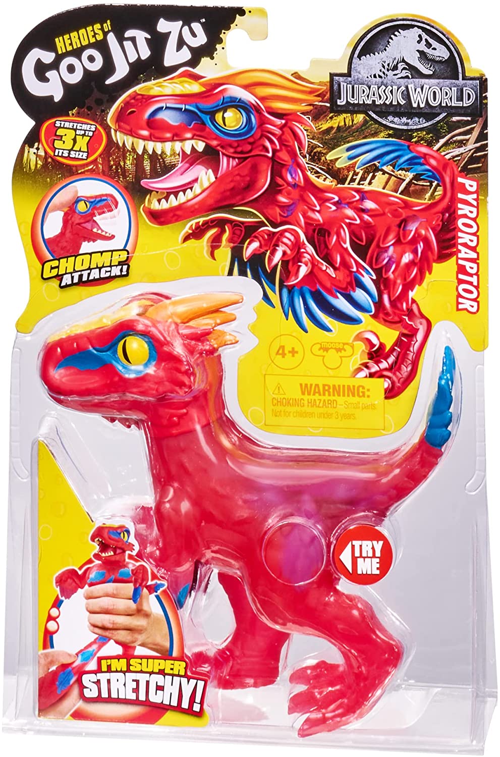 Jurassic World Heroes of Goo Jit Zu Stretch Pyroraptor Dinosaur Toy New With Box