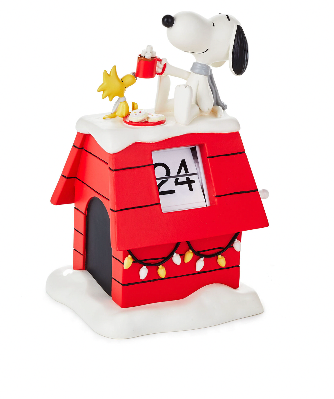 Peanuts Snoopy and Woodstock on Doghouse Christmas Countdown Calendar Figurine