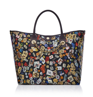 Macao Life is a Game Black Dark Brown Tote Bag Made in Italy by Divo Diva New