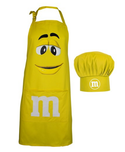 M&M's World Yellow Character Apron and Chef Hat Set for Adult  New with Tag
