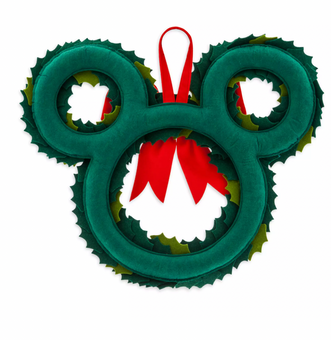 Disney Mickey Icon Holiday Felt Holly Leaf Holiday Christmas Wreath New With Tag
