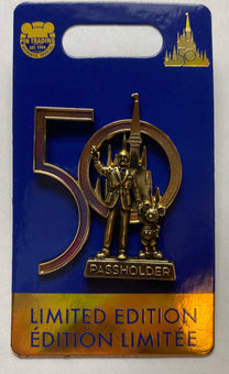 Disney WDW 50th Celebration Mickey and Walt Passholder Limited Pin New with Card