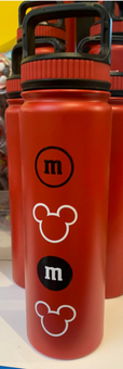 Disney Springs M&M's World Red Mickey Mouse Travel Water Bottle New with Tag
