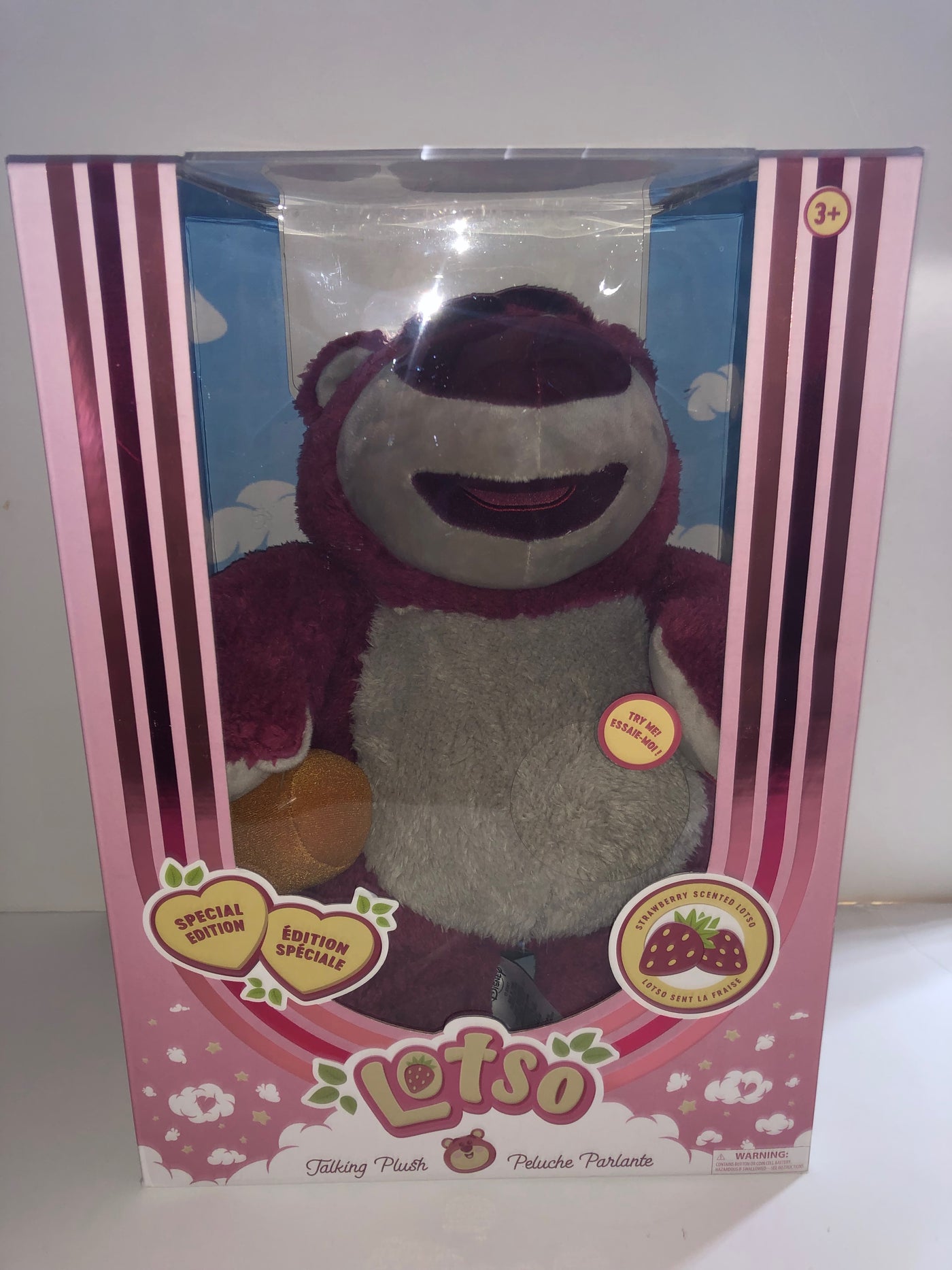 Disney Store Toy Story Strawberry Scented Limited Talking Lotso Plush New w Box