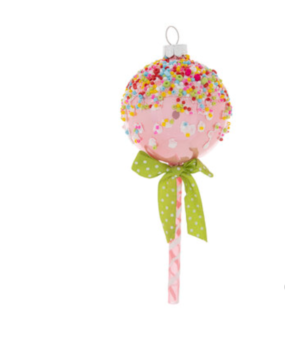 Robert Stanley Pink Lollipop Glass Christmas Ornament New with Tag