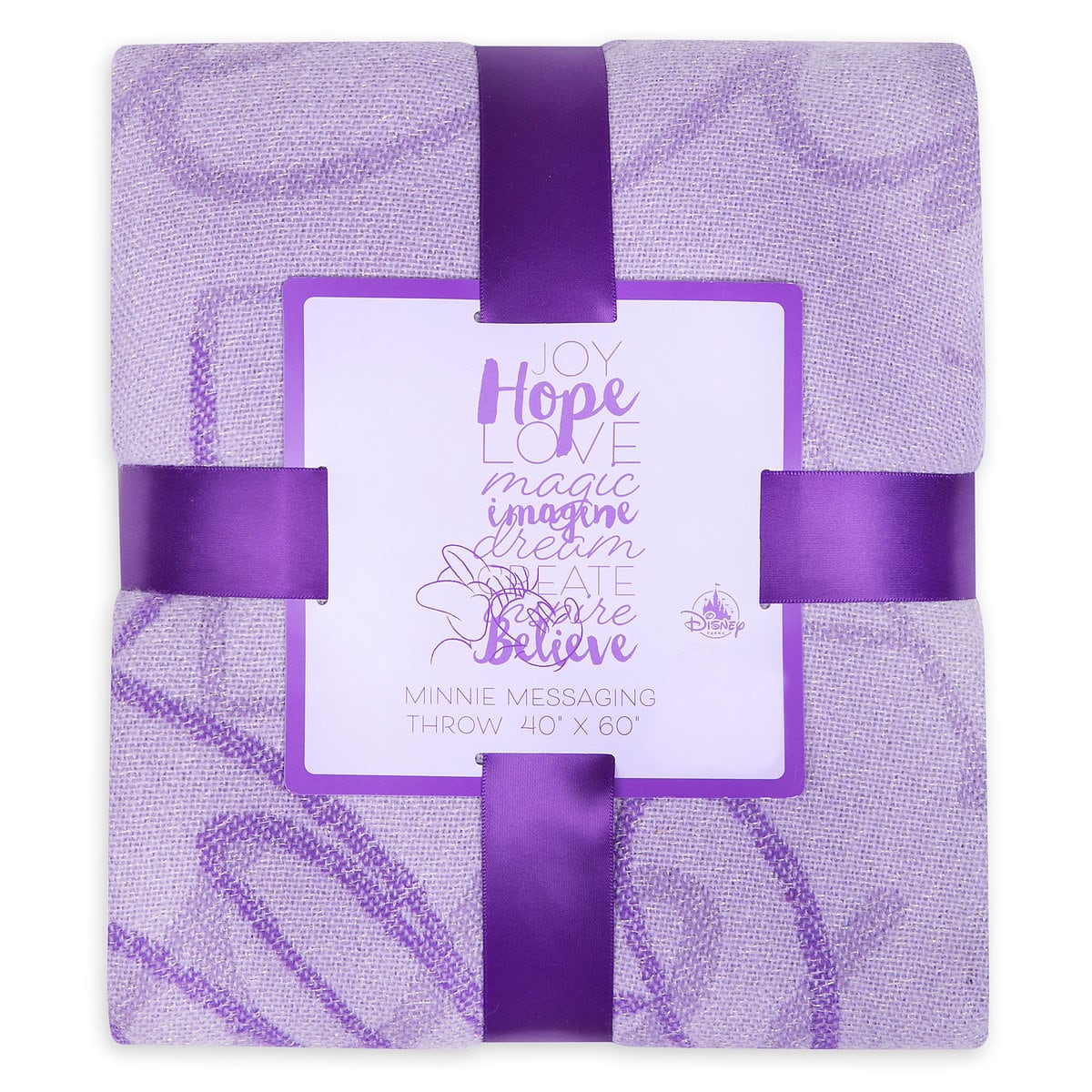 Disney Parks Minnie Mouse Purple Hope Love Magic Image Throw New with Tags