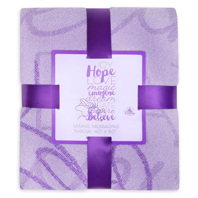 Disney Parks Minnie Mouse Purple Hope Love Magic Image Throw New with Tags