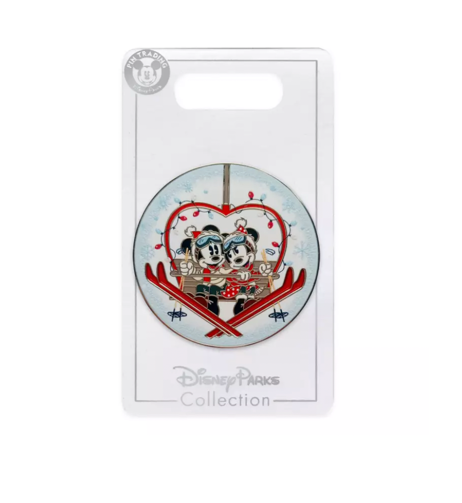 Disney Christmas 2021 Mickey and Minnie on Ski Lift Holiday Pin New with Card