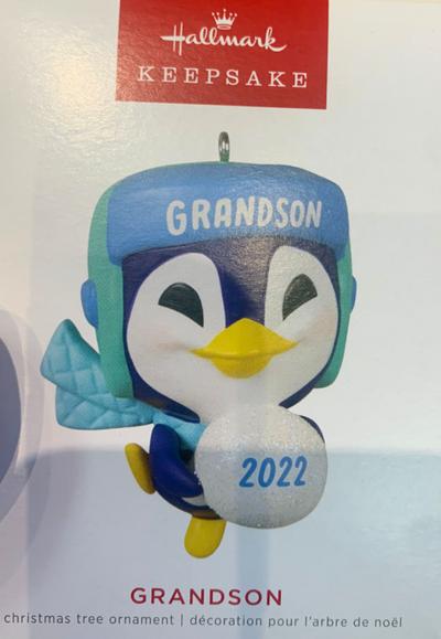 Hallmark 2022 Grandson Penguin Christmas Ornament New With Box