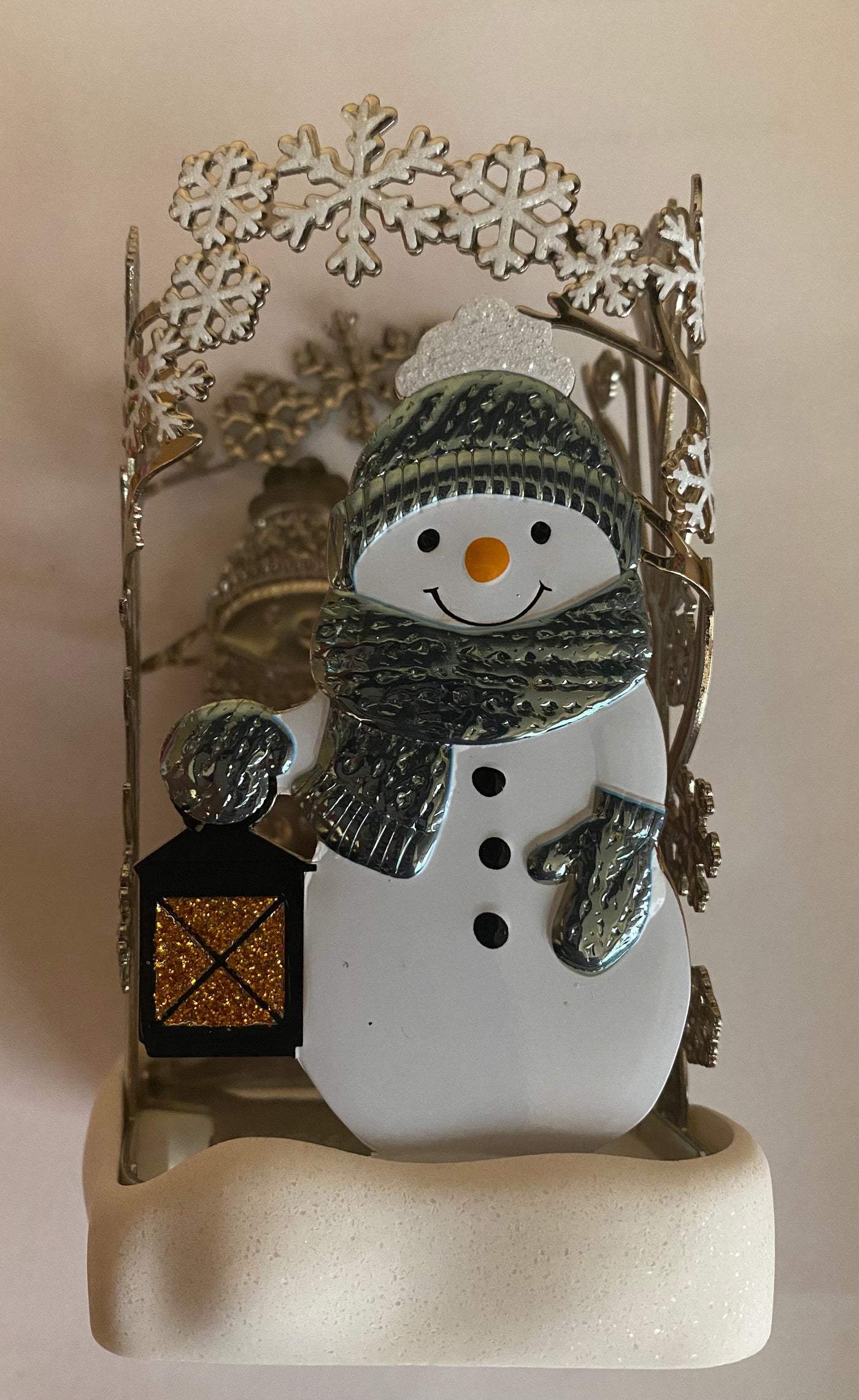 Bath and Body Works Christmas Holiday Snowman Metal Foaming Soap Holder New