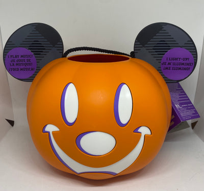 Disney Parks Mickey Pumpkin Halloween Light Up Trick or Treat Bucket New w Tag