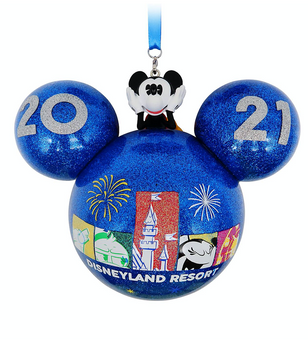Disney Parks Disneyland 2021 Mickey Icon Glass Christmas Ornament New with Tag