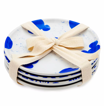 Disney Parks Homestead Blue Mickey Icons Tidbit Plate Set of 4 New with Tag