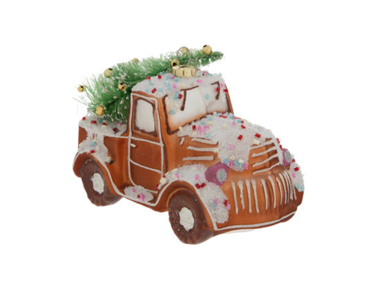 Robert Stanley Gingerbread Truck & Tree Glass Christmas Ornament New with Tag