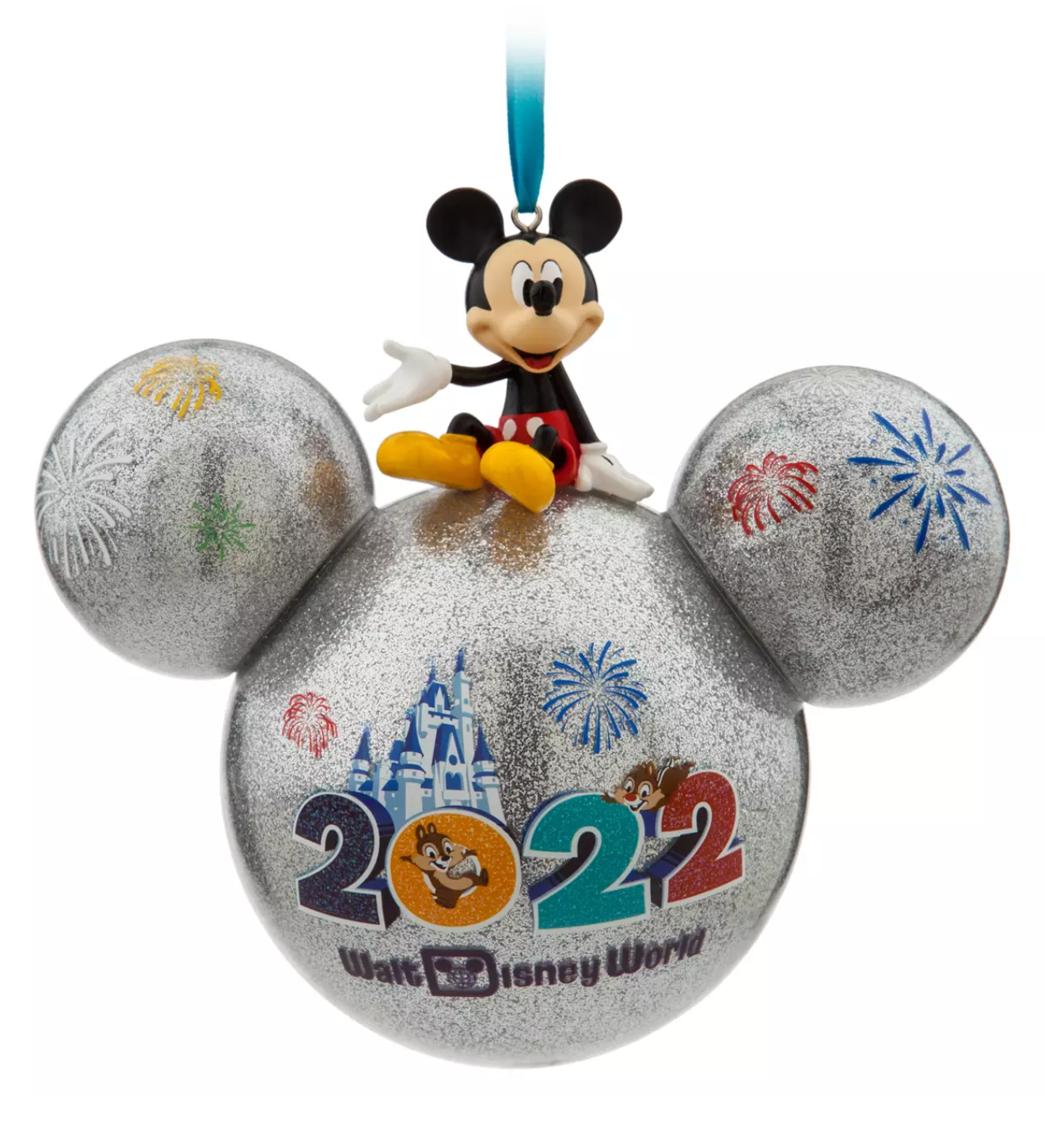 Disney Walt Disney World 2022 Mickey Icon Glass Christmas Ball Ornament New Tag