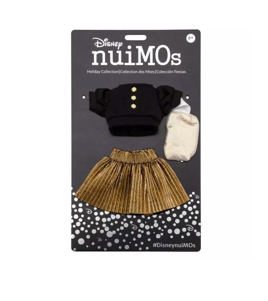 Disney NuiMOs Outfit Black Sweater with Gold Pleated Skirt Gold Clutch New Card