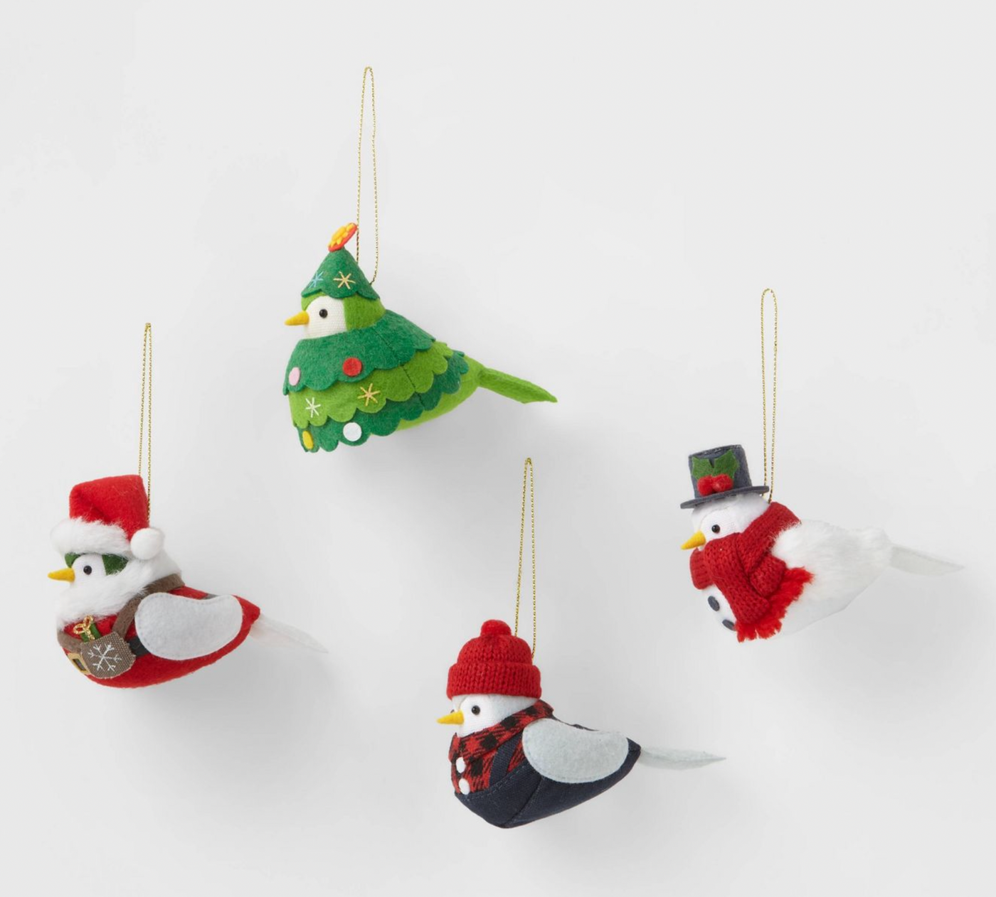 Target Wondershop 4pk Winter Whites Birds Holiday Christmas Ornament New