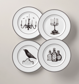 Lenox Halloween Vintage 4 Porcelain Dessert Plate Set New with Box