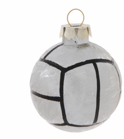 Robert Stanley Silver & Black Volleyball Glass Christmas Ornament New w Tag