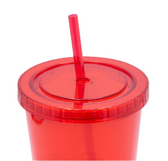 M&M's World Red Character Lip Tumbler with Straw New