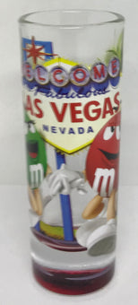 M&M's World Welcome to Fabulous Las Vegas Sign Green Red Tall Shot Glass New