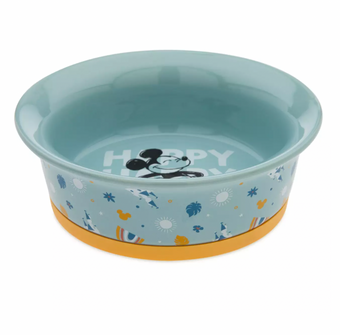 Disney Tails Mickey Stoneware Pet Bowl Happy Happy Happy New