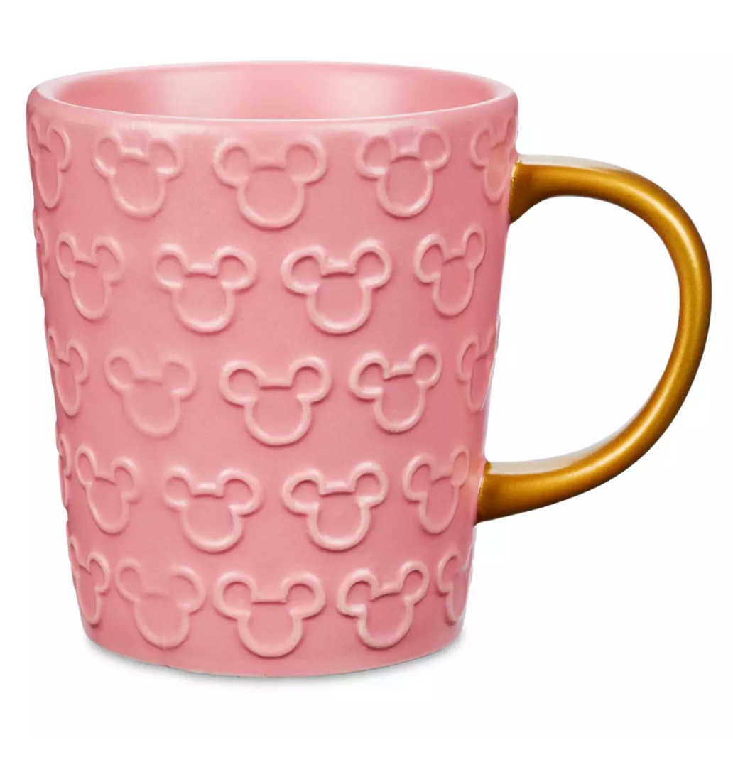 Disney Homestead Mickey Raised Icon Pink and Gold Mug New