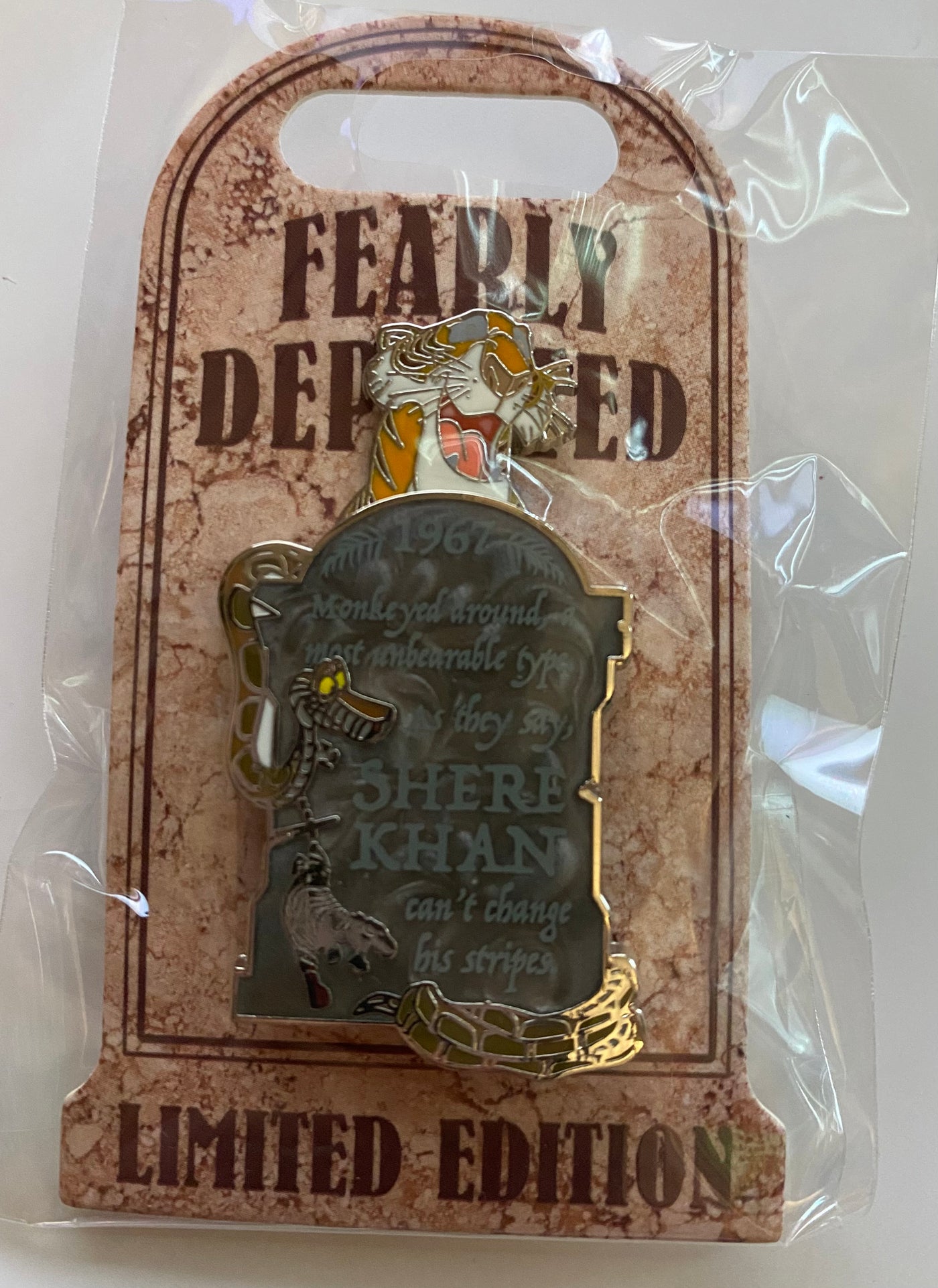 Disney Fearly Departed Tombstone Shere Khan Jungle Book Pin Limited New w Card