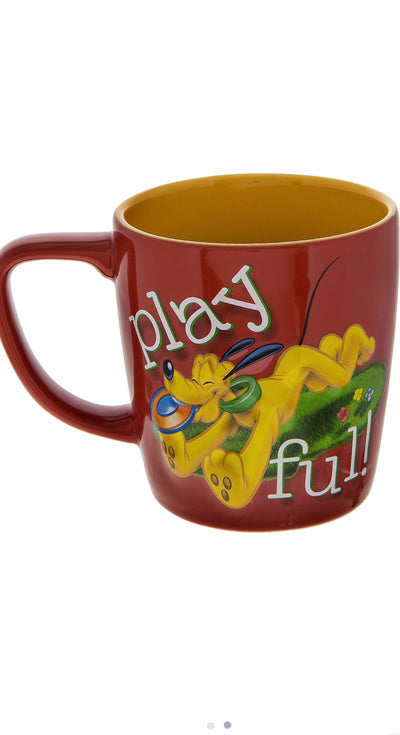 Disney Parks Pluto Play Happy Ceramic Coffee Mug New